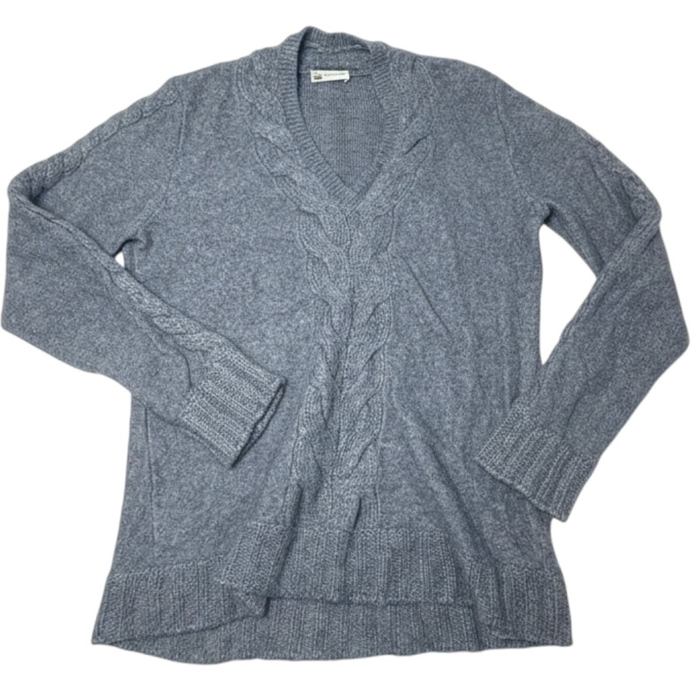 Colombo Cashmere V-Neck Cable Knit Sweater Gray Size 42
